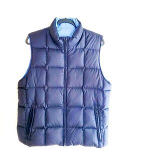Men's Vest Black Blue M Feather Down Reversible  Unisex Puffer
